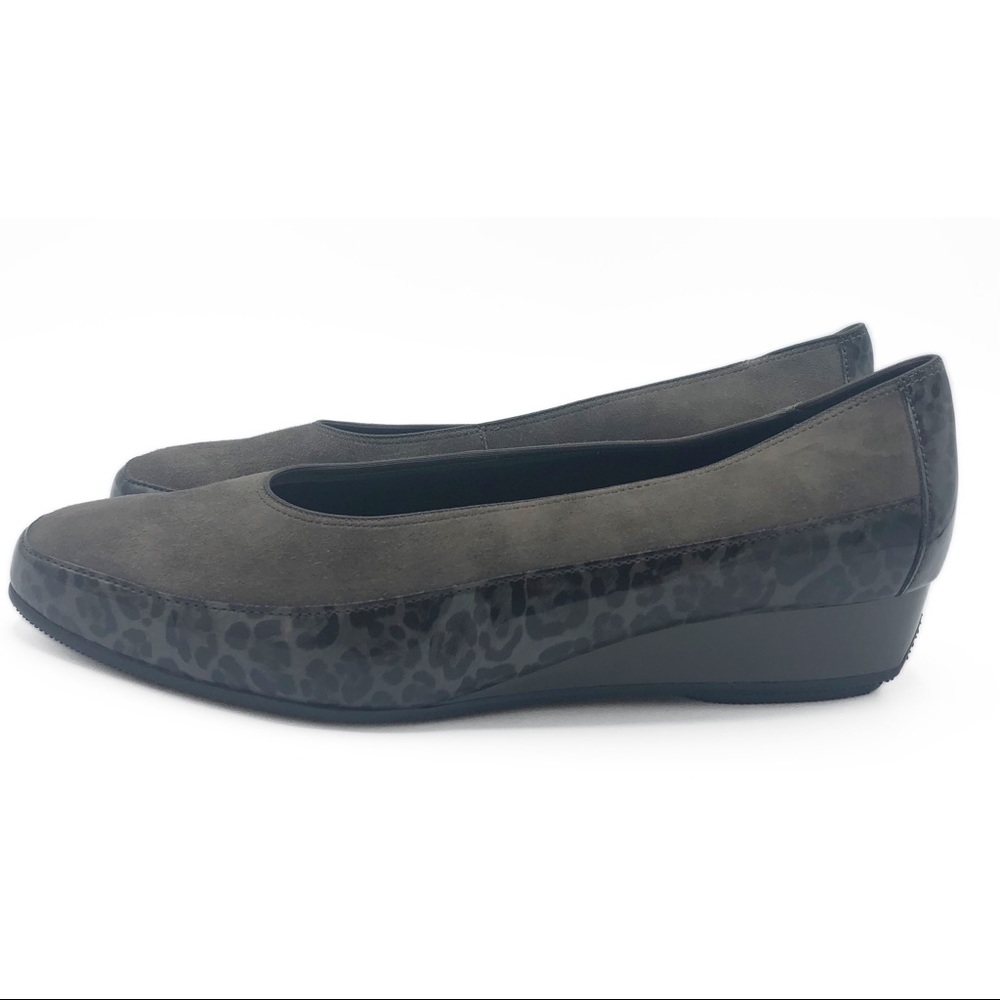 NWOT ARA Womens Slip On Shoes Brown w/Cheetah Print Details